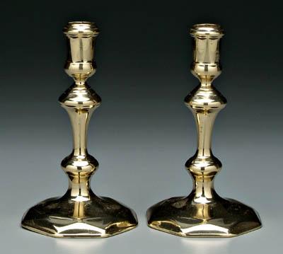 Appraisal: Pair th century brass candlesticks cylindrical sockets above baluster posts