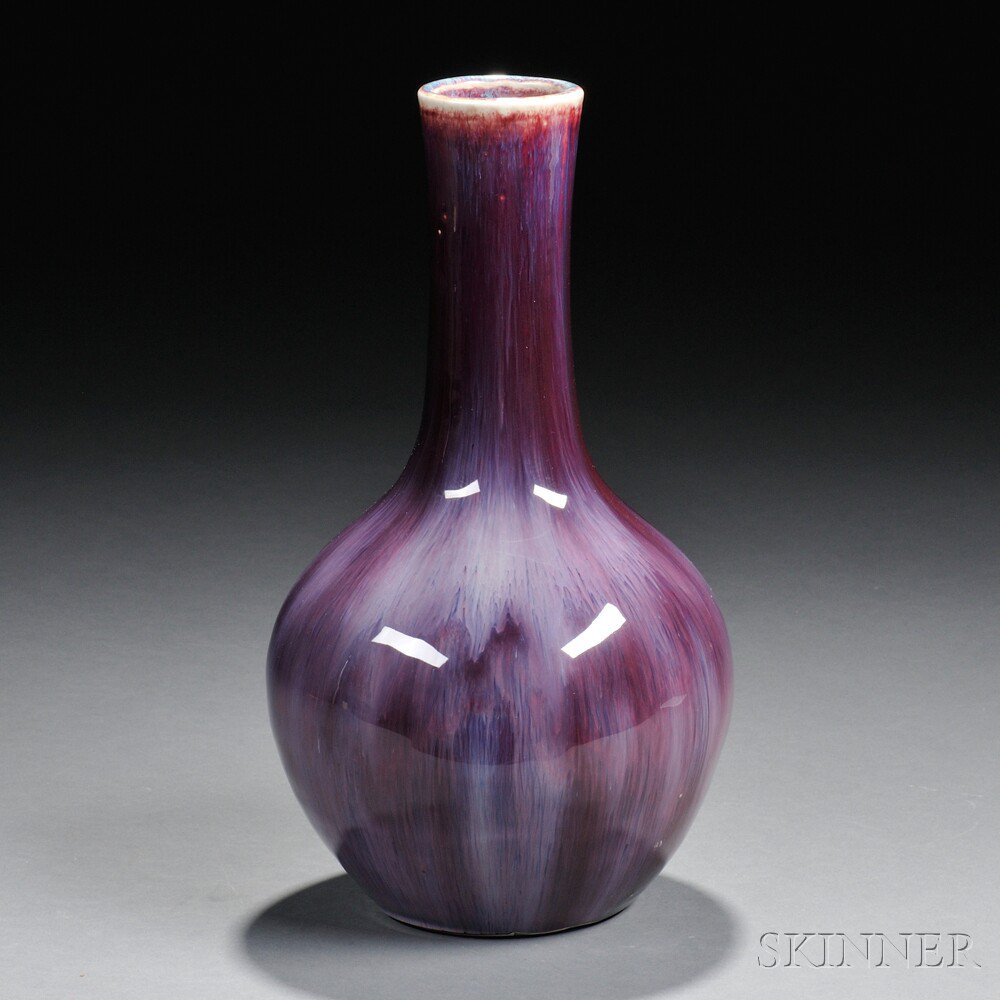 Appraisal: Purple-glazed Bottle Vase China th th century the rounded body