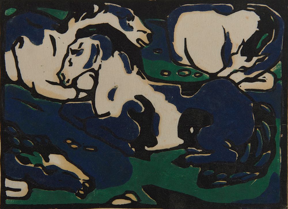 Appraisal: FRANZ MARC German - Ruhende Pferde Horses Resting woodcut FRANZ