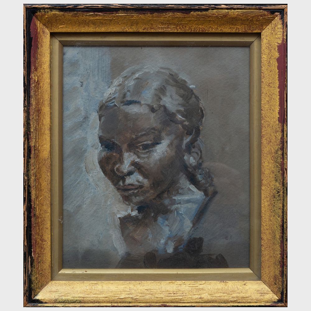 Appraisal: European School Study After a Sculpture by Jacob Epstein Oil