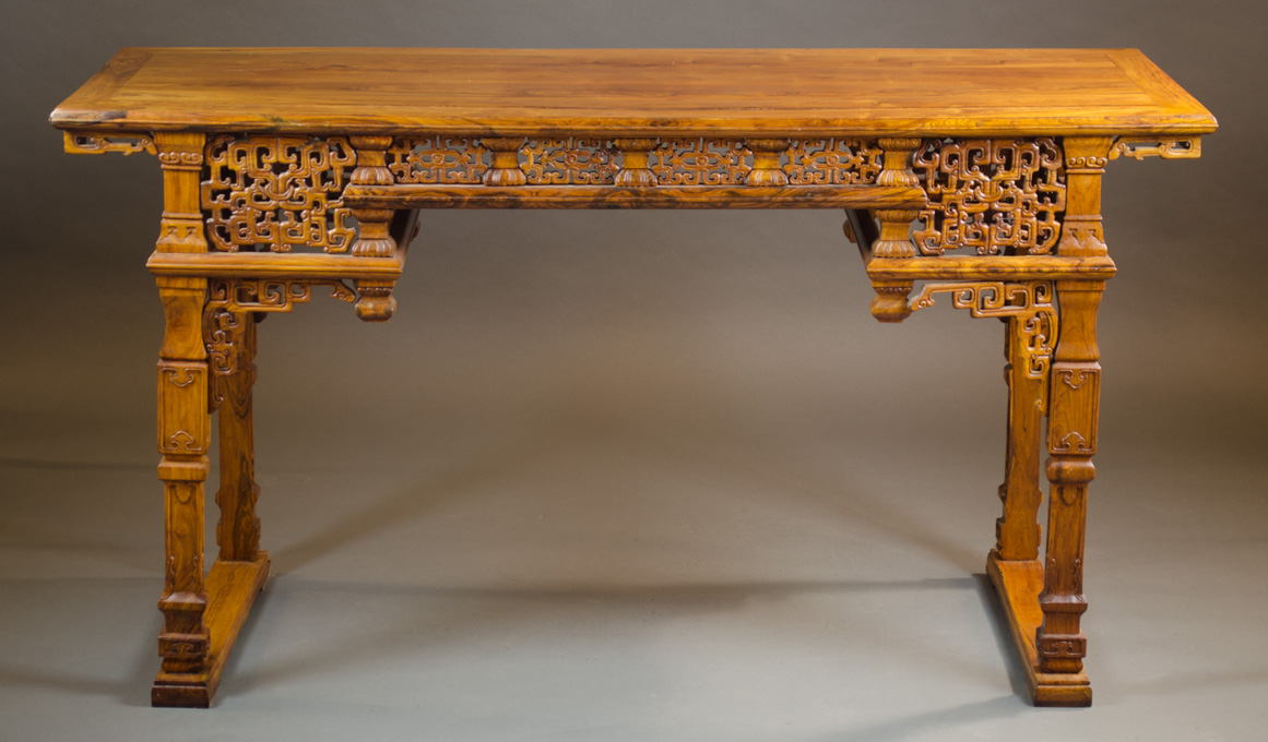 Appraisal: MING STYLE CARVED HUALIMU WOOD ALTAR TABLE Chinese th century