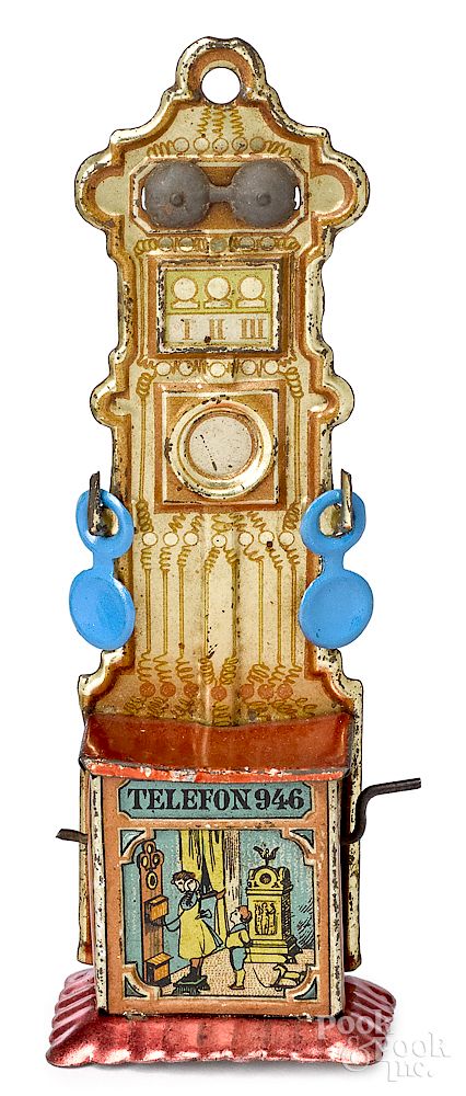 Appraisal: Meier tin lithograph telephone penny toy Meier tin lithograph telephone