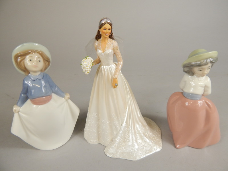 Appraisal: Three collectable figures a Hamilton Collection Catherine the Royal Bride