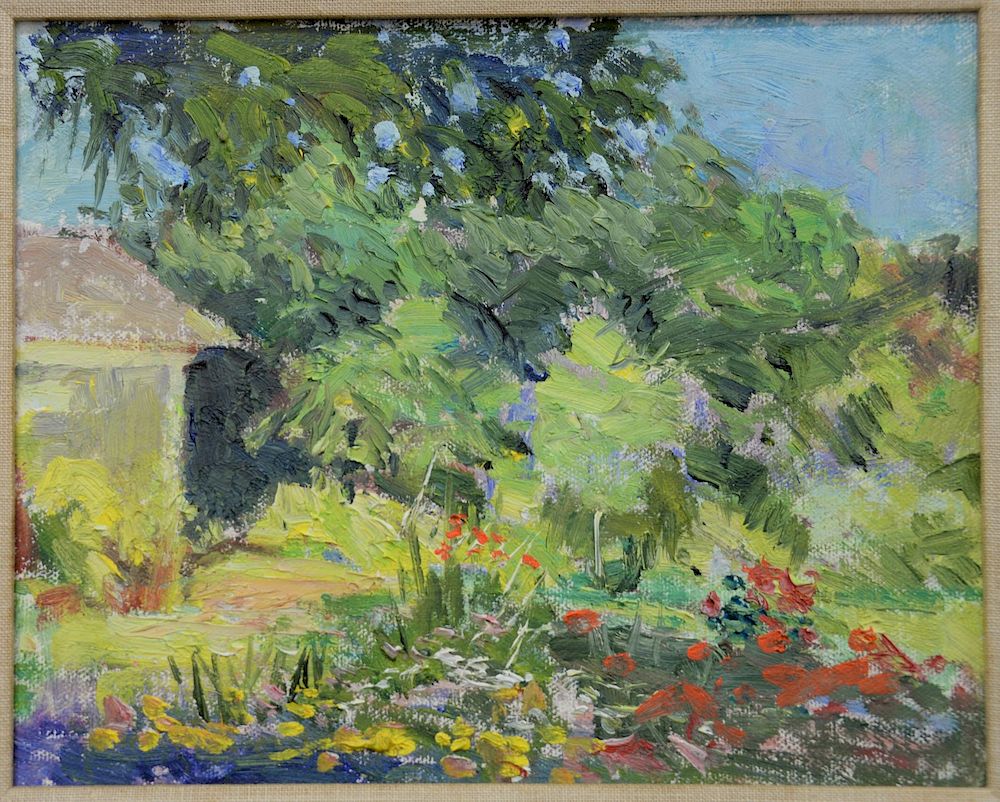 Appraisal: Two Roger Dennis - oil on boards Garden Shed Roger's