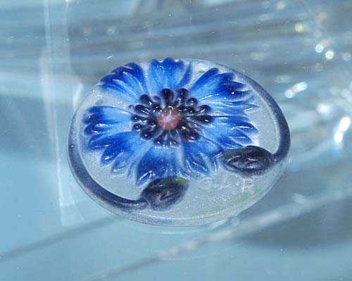 Appraisal: P TE-DE-VERRE PENDANT G Argy-Rousseau With blue cornflower Signed G