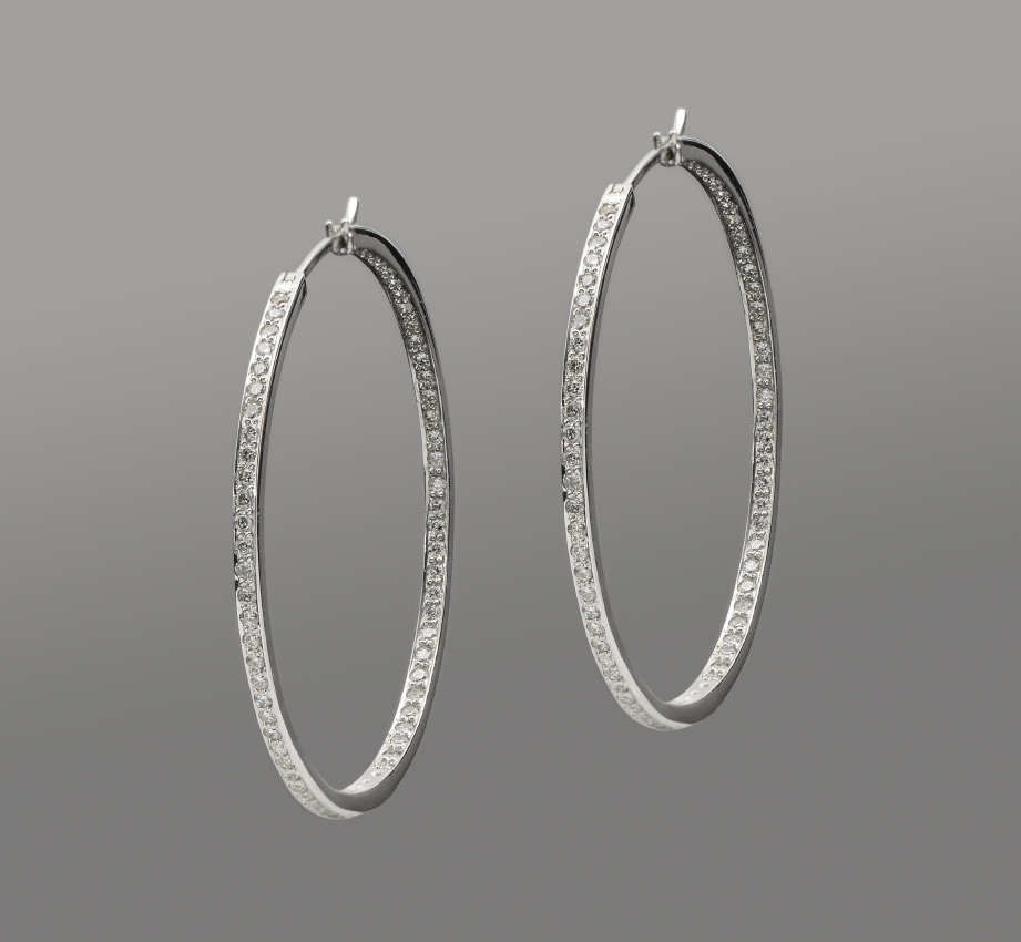 Appraisal: CTW DIAMOND INSIDE OUT HOOP EARRINGS round brilliant cut diamonds