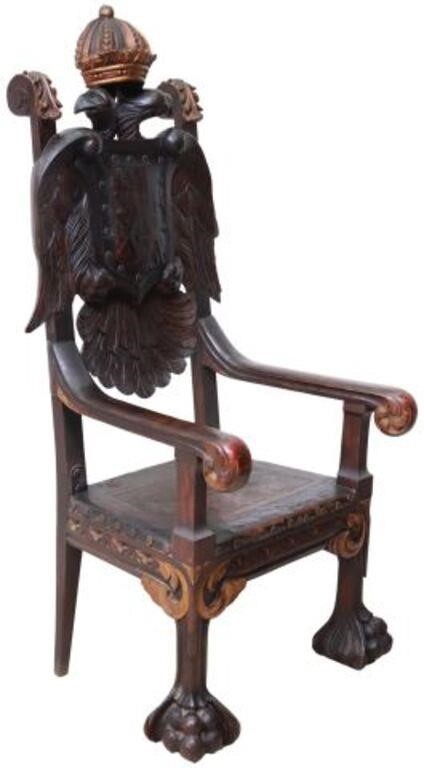 Appraisal: Large throne chair Northern Spain last half th c the