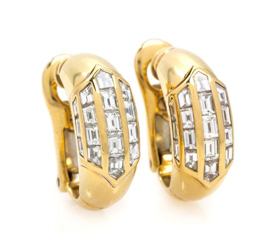 Appraisal: Sale Lot A Pair of Karat Yellow Gold and Diamond