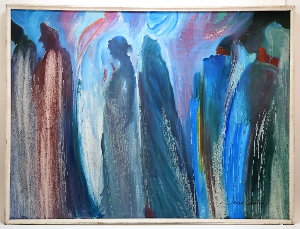 Appraisal: HOWARD CONNELLY ABSTRACT SILHOUETTE GROUP PAINTING Rhode Island - Depicts