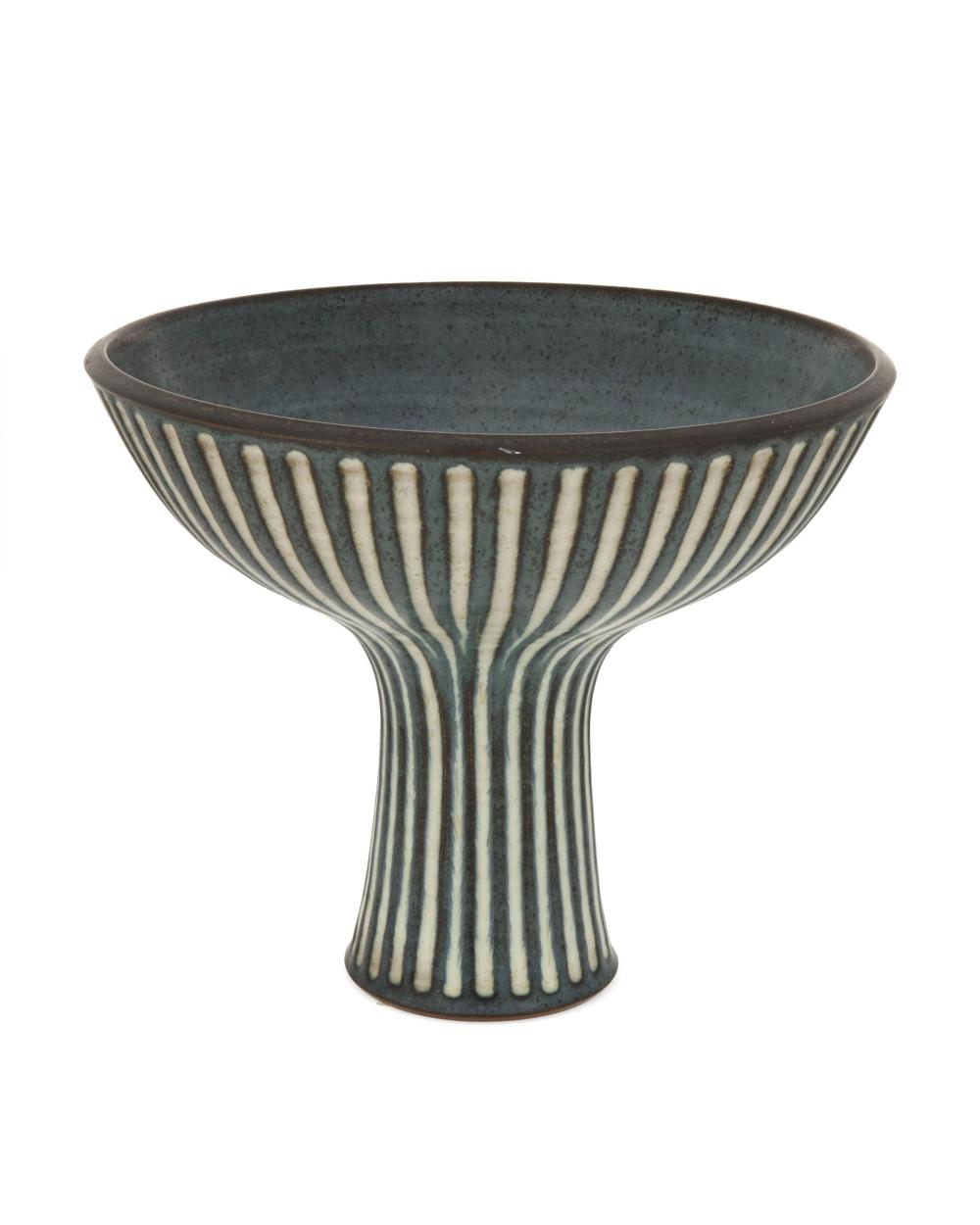 Appraisal: Harrison McIntosh - American Footed bowl Glazed stoneware with engobe