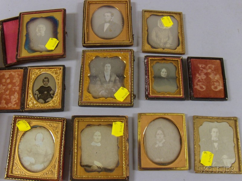 Appraisal: Ten th Century Portrait Photographs including daguerreotypes ambrotype