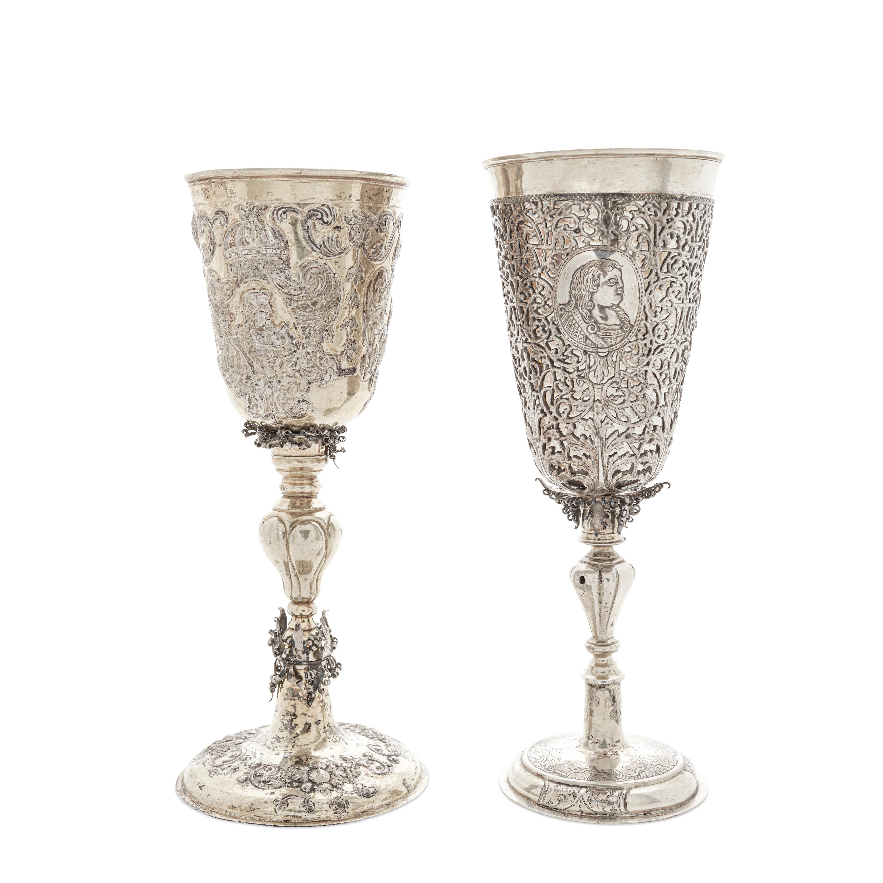 Appraisal: TWO RUSSIAN STANDARD SILVER PARCEL-GILT GOBLETS BY VARIOUS MAKERS CIRCA