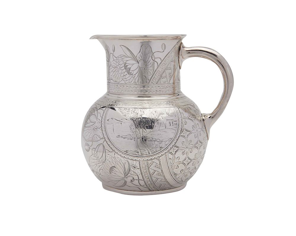 Appraisal: WHITING MANUFACTURING COMPANY Aesthetic Movement Silver Water Pitcher WHITING MANUFACTURING