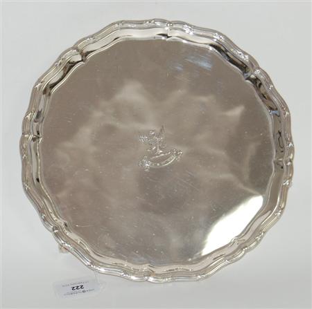 Appraisal: An Edwardian salver Sheffield of shaped circular outline with reeded