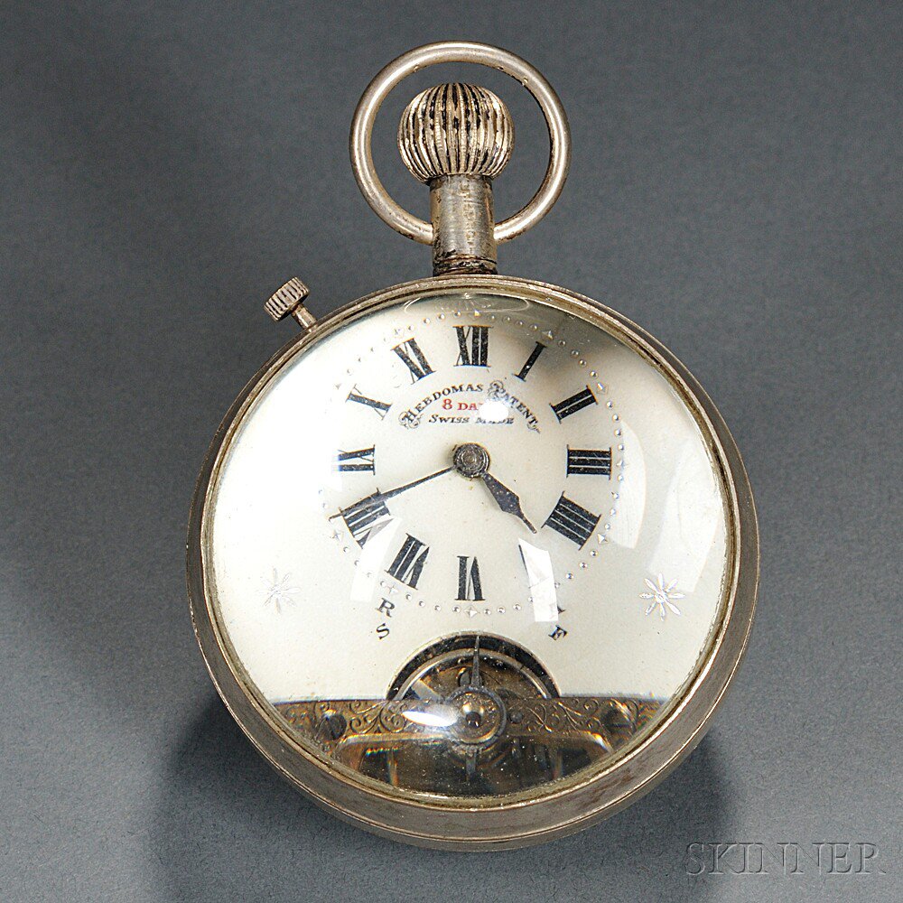 Appraisal: Swiss Eight-day Paperweight Clock with -in glass ball Roman numeral