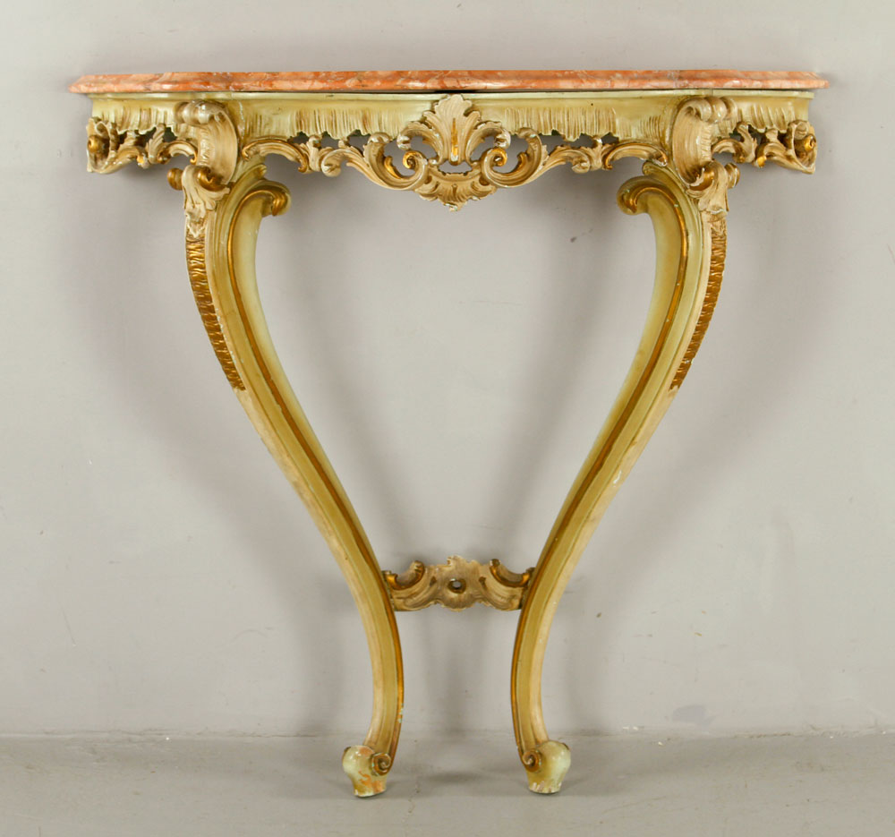 Appraisal: - Pink Marble Top Pier Table Pier table with pink