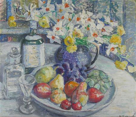 Appraisal: MABEL HARRISON TWENTIETH CENTURY BRITISH STILL LIFE WITH DAFFODILS Signed