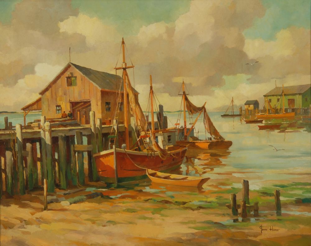 Appraisal: JOHN CUTHBERT HAREAmerican - Lumber Wharf - Provincetown Ma Signed