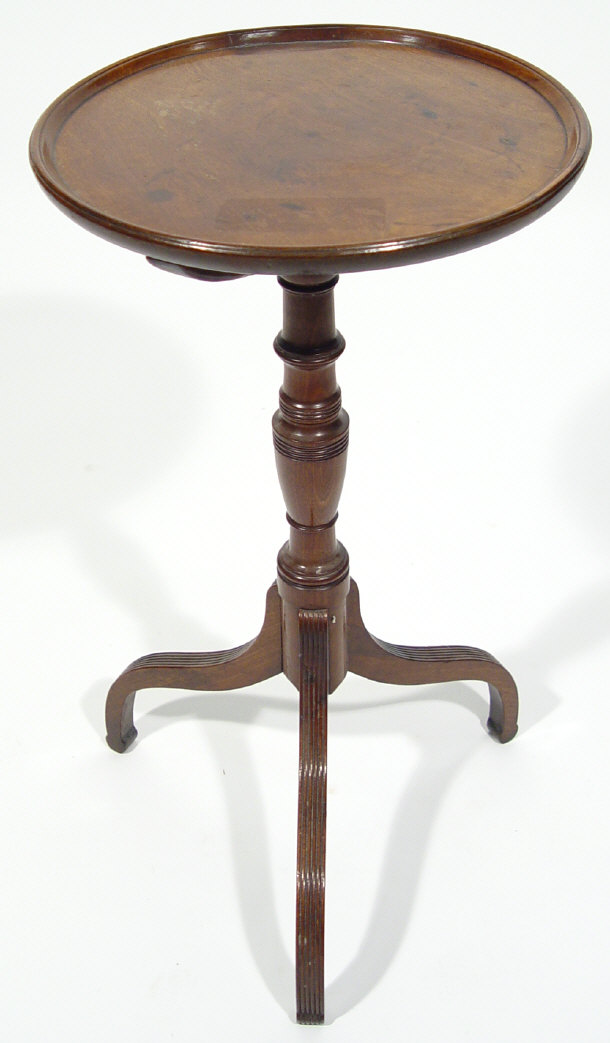 Appraisal: th Century mahogany snap top wine table the dished top