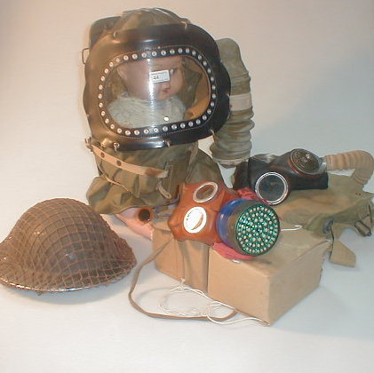 Appraisal: A collection of WWII respirators including a child's Mickey mouse