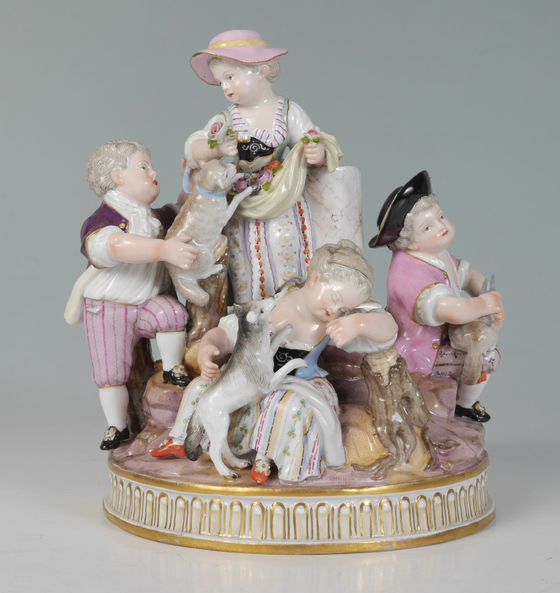 Appraisal: MEISSEN FIGURAL GROUP OF CHILDREN WITH SHEEP figural children in