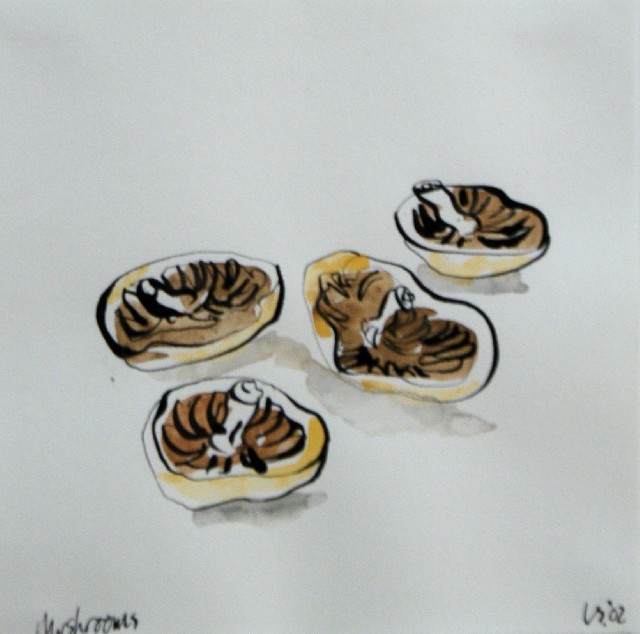 Appraisal: Luke Sciberras born Mushrooms watercolour initialed and dated 'LS '