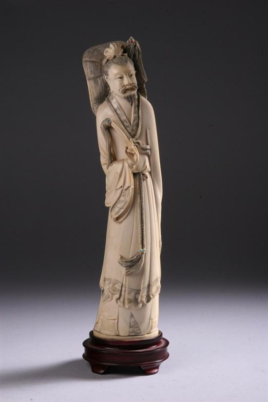 Appraisal: CHINESE IVORY FIGURE OF SCHOLAR Wearing long robes holding a