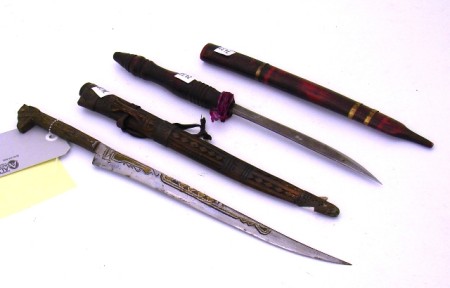 Appraisal: Lot consists of edged weapons including a Piha dagger with