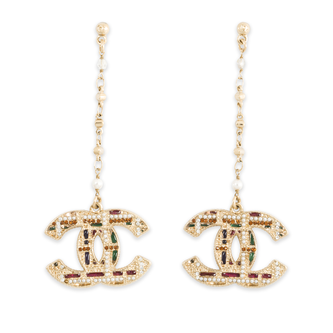 Appraisal: A PAIR OF PENDANT EARRINGS CHANEL A pair of pendant