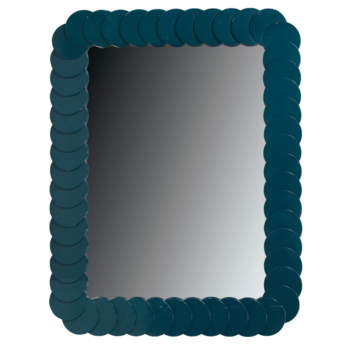 Appraisal: Large Directional mirror overlapping circles form the frame original blue