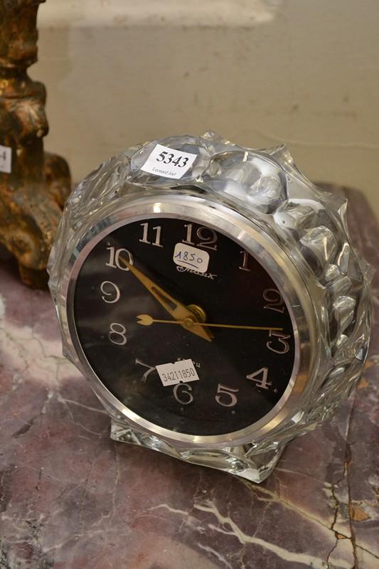 Appraisal: A 'S GLASS ALARM CLOCK A 'S GLASS ALARM CLOCK