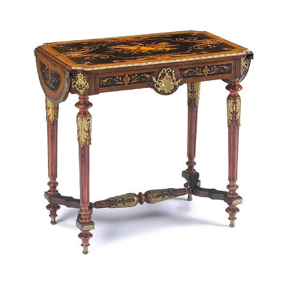 Appraisal: A Napoleon III gilt bronze mounted marquetry inlaid and ebonized