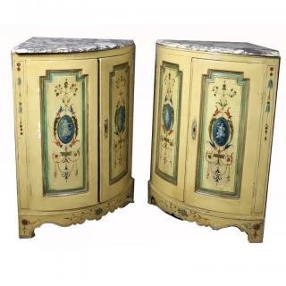 Appraisal: Pair of Antique Italian Polychrome Corner Cabinets Pair of th