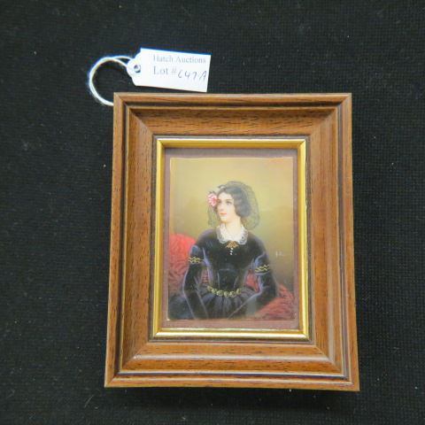 Appraisal: Miniature Painting on Ivory of a Young Lady black veil