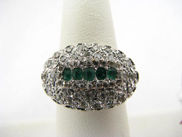 Appraisal: Lady's k WG Emerald Diamond Ring