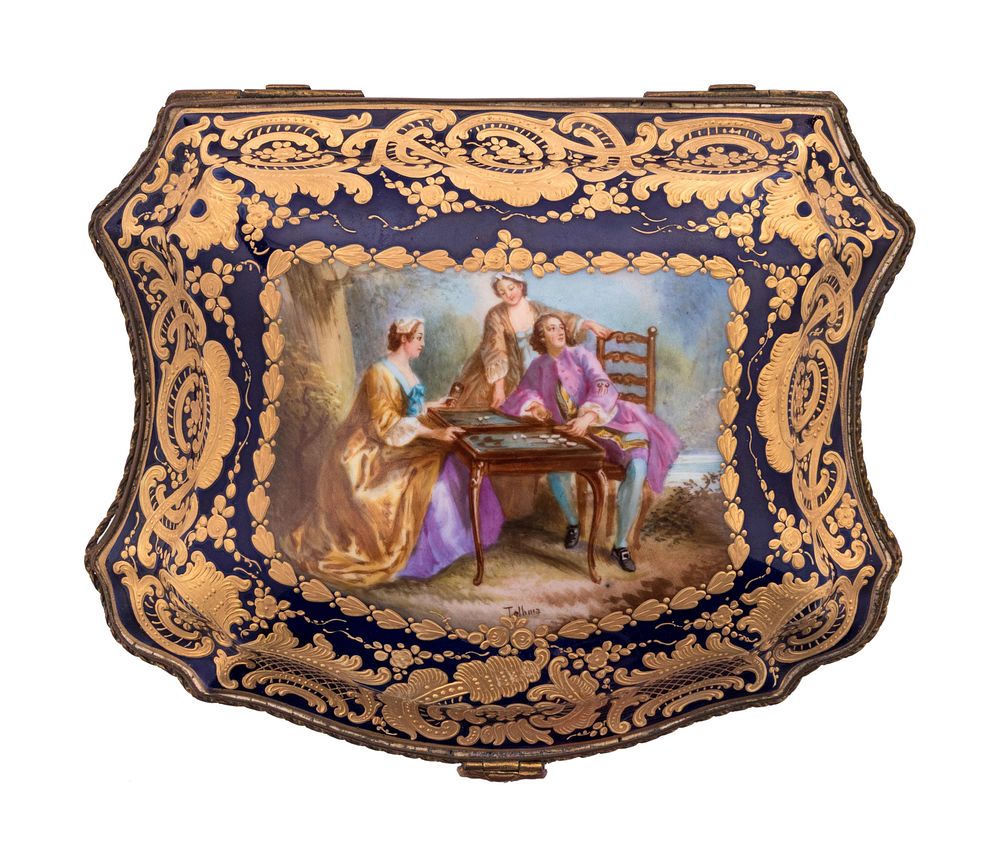 Appraisal: A Sevres Style Painted and Parcel Gilt Porcelain Table Casket