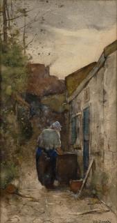 Appraisal: WILLEM DE ZWART DUTCH - At Chores watercolor on paper