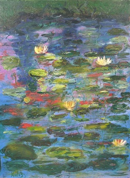 Appraisal: Painting Signed Kulis Water Lilies Oil on canvas signed at