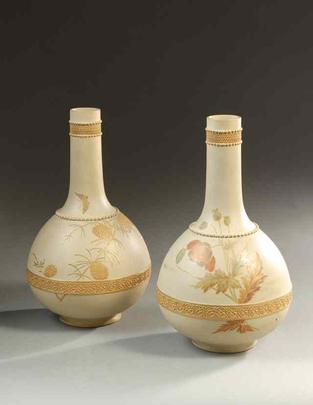 Appraisal: PAIR SEVERN WARE GHOOLEH ART POTTERY VASES c - by