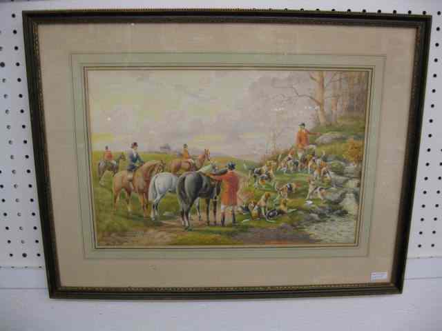 Appraisal: Harold Murray Watercolor of Fox Hunt well listed artist ''