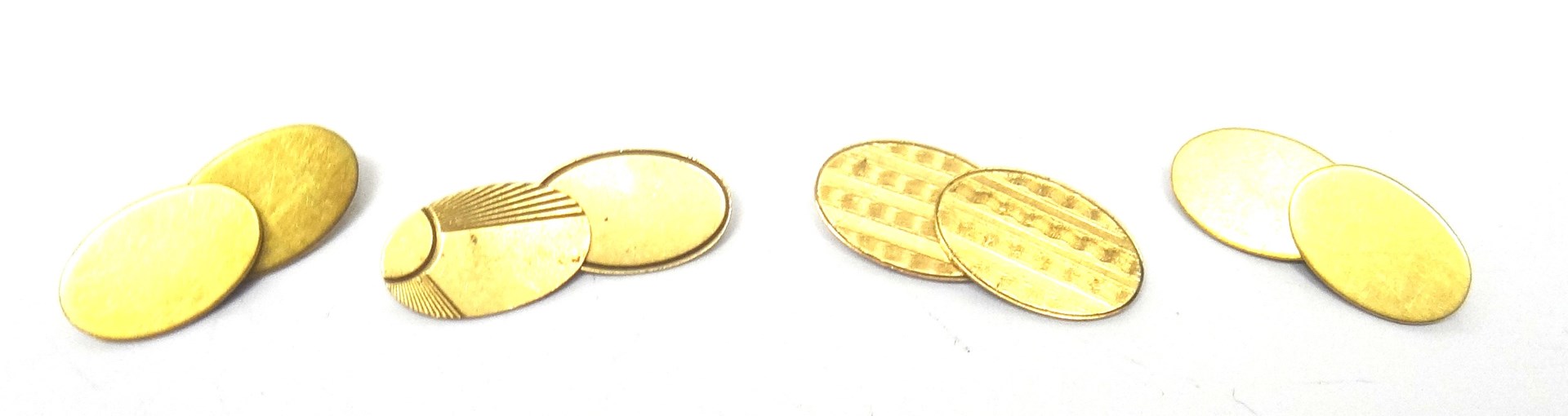 Appraisal: A pair of ct gold plain oval cufflinks London weight