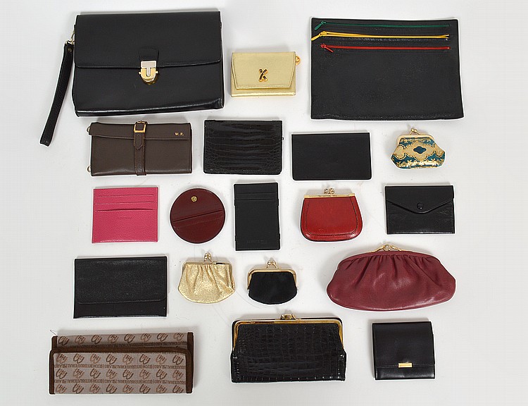 Appraisal: EIGHTEEN VARIOUS LEATHER AND FABRIC ITEMSIncluding purses wallets billfolds and