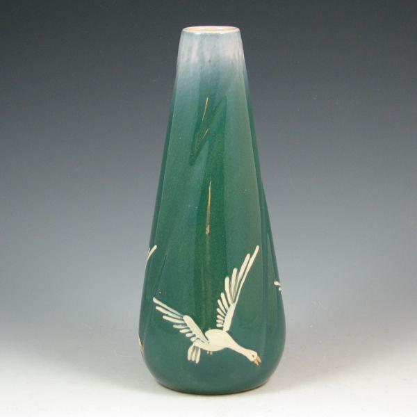 Appraisal: Weller Jap Birdimal twist vase in light blue to turquoise