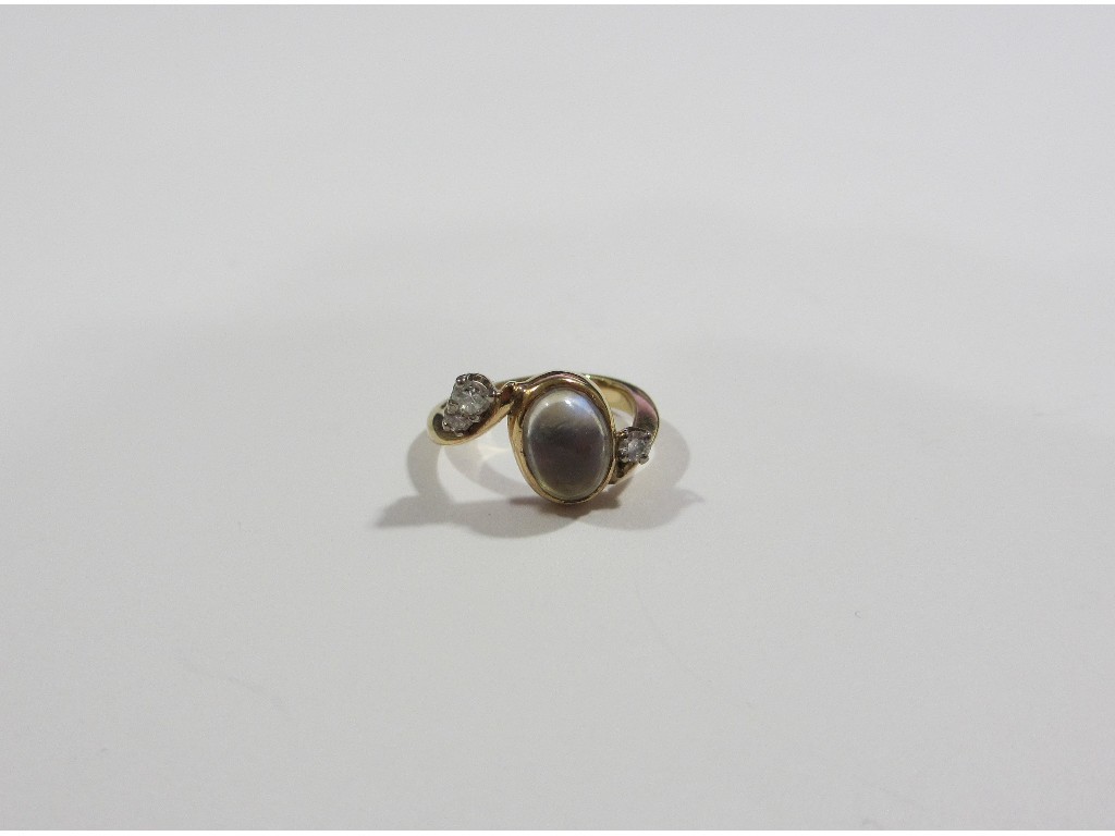 Appraisal: Nine carat gold moonstone and diamond set dress ring