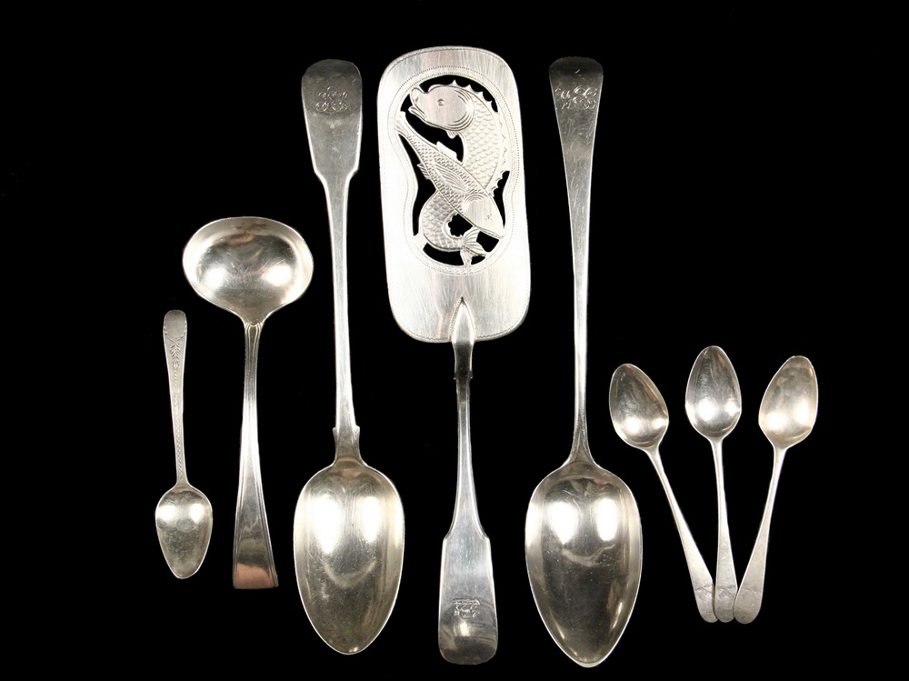 Appraisal: FLATWARE - pieces of Georgian Period Sterling Silver Flatware including