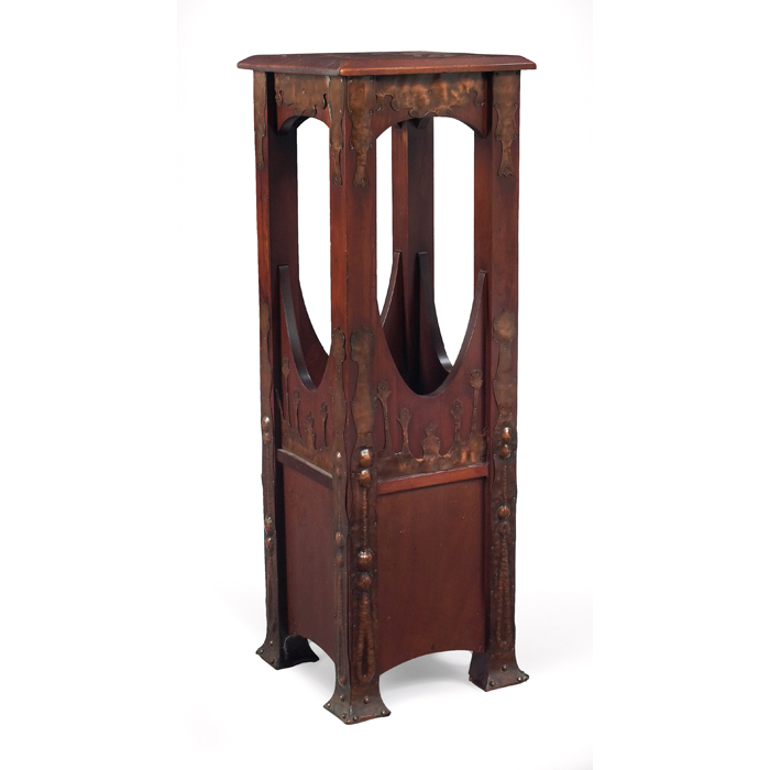 Appraisal: English Arts and Crafts plant stand in a mahogany finish