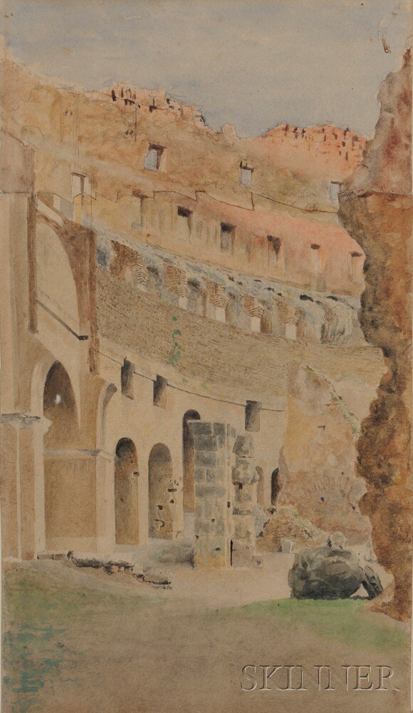 Appraisal: Italian School th Century View of the Colosseum Unsigned Watercolor