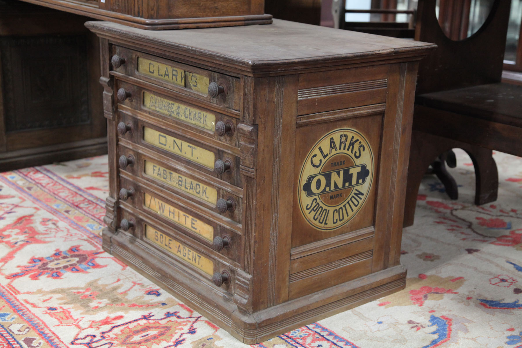 Appraisal: CLARK'S SPOOL CABINET New Jersey late th century Oak cabinet