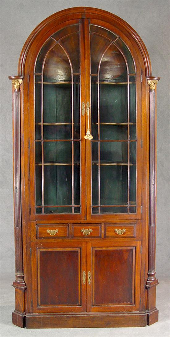 Appraisal: Architectural Barrel Back English Regency Corner Cupboard th Century Mahogany