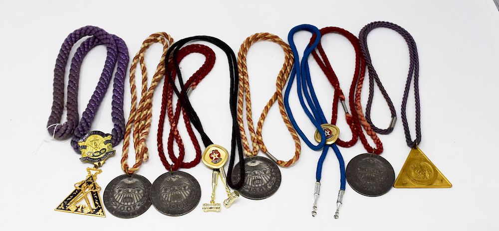 Appraisal: IOOF Regalia Necklaces with Badges Total including IOOF regalia necklaces